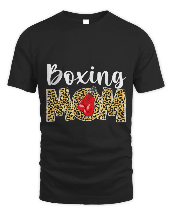Womens Boxing Mom Leopard Funny Mom Boxing Lovers Mothers Day
