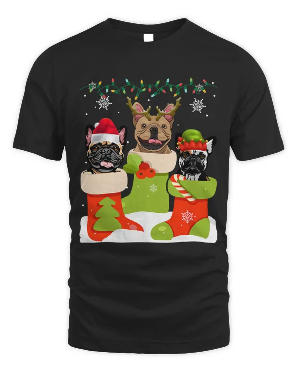 Christmas French Bulldog In Sock Xmas Reindeer Santa ELF Dog