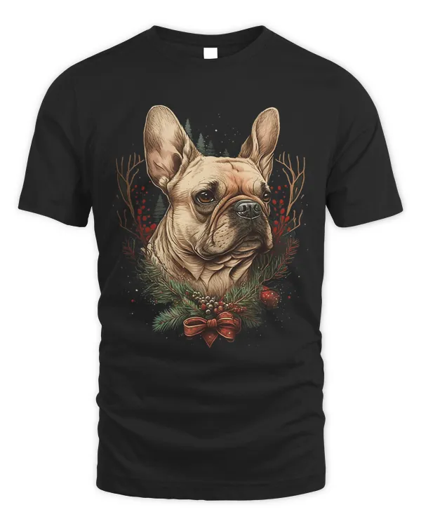Christmas French Bulldog Red Nose Reindeer Dog Funny Cute