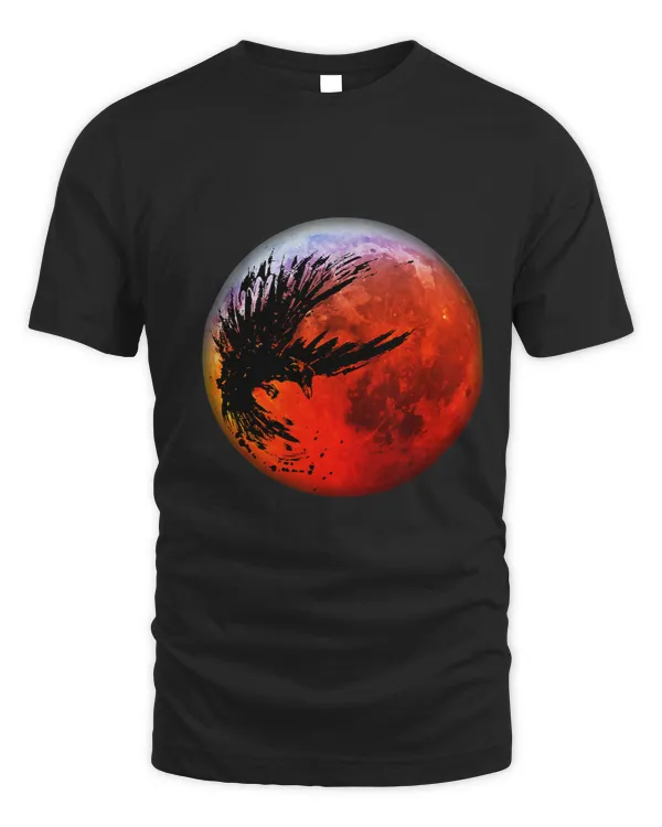 Crow Raven Distressed Flying Bird Full Moon