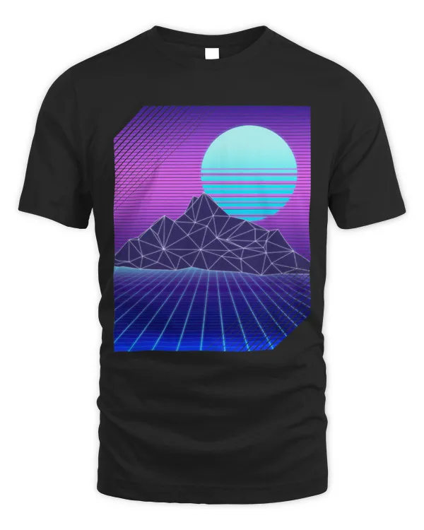Art T Shirt vaporwave aesthetic moon world mountains landscape