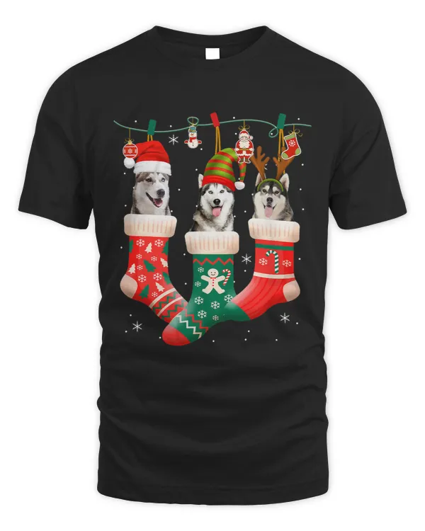 Christmas Siberian Husky Sock Xmas Reindeer Santa ELF Dog