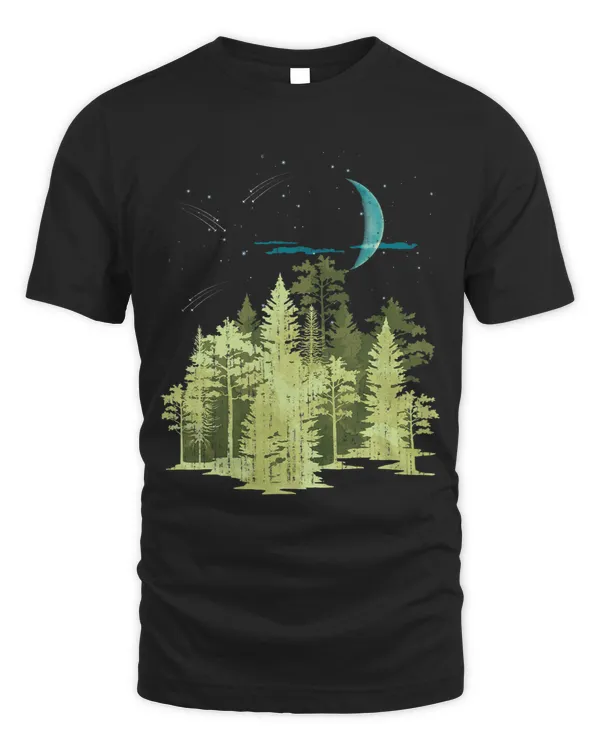 Forest Trees Moonlight Crescent Moon Wildlife Outdoor Nature