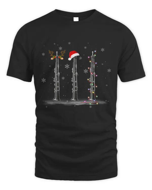 Clarinet Instrument Reindeer Santa Christmas Lights Pajama