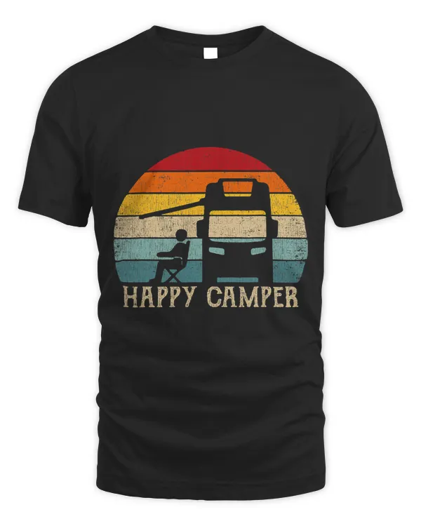 Happy Camper RV Camping Shirt Men Women Retro Sun 70s 80s