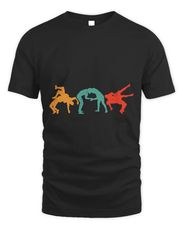 Wrestling tee Retro theme silhouette art wrestler MMA