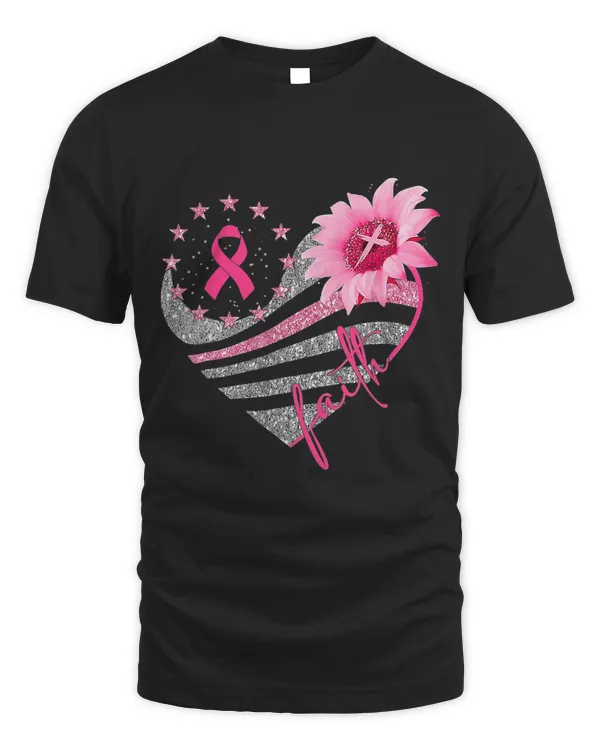 Breast Cancer Awareness Ribbon Sun flower faith bling bling