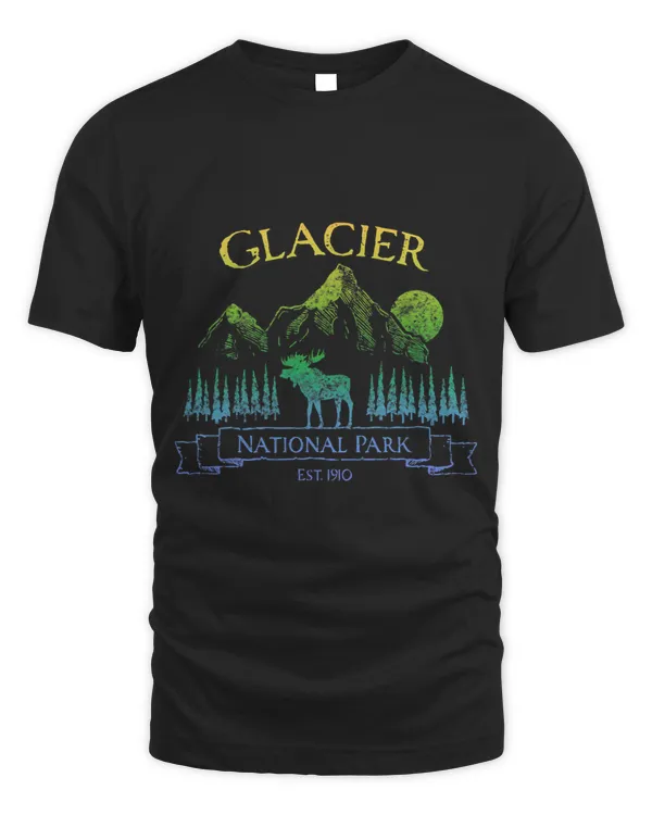Glacier National Park Moose Lovers Trees VintageLook Design