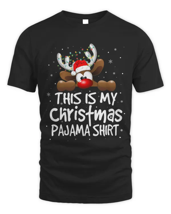 Cute Reindeer This Is My Christmas Pajamas Shirt Boy Girl