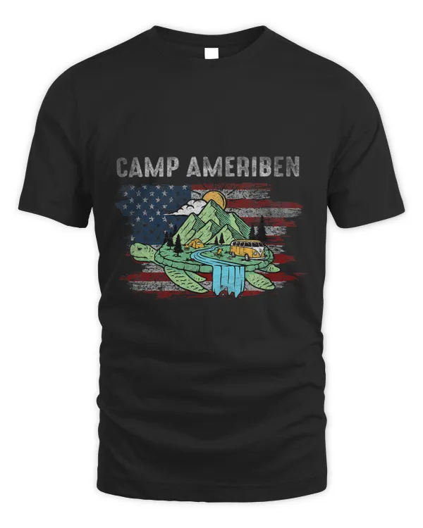 Camp AmeriBen American Flag Turtle Distressed Quote