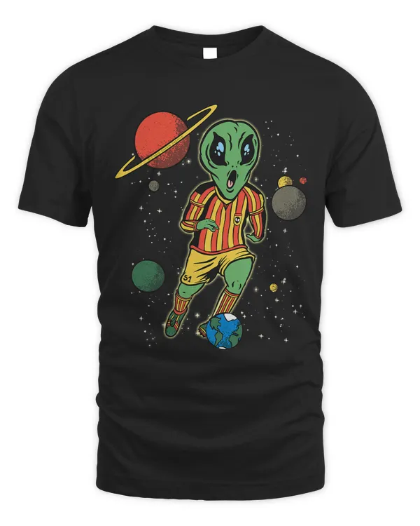 Funny Soccer Player in Space with Alien 2Soccer