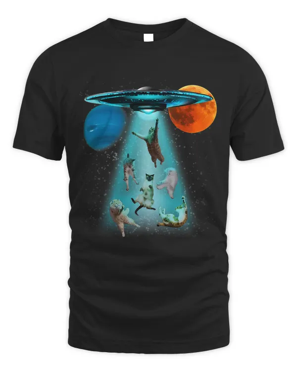 Funny Space Cat UFO Alien Flying Cats Galaxy Planet Graphic