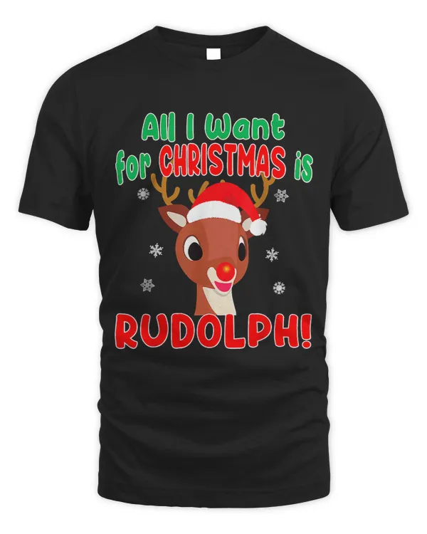 All I Want For Christmas Rudolph Cute Reindeer Santa Hat
