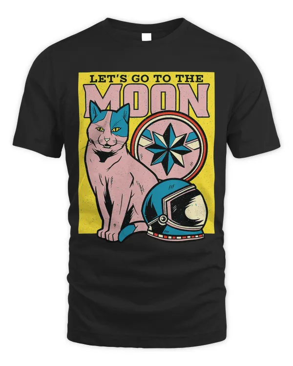Graphic Tees Cat Space Shirt Lets Go to Moon Astronaut Cat
