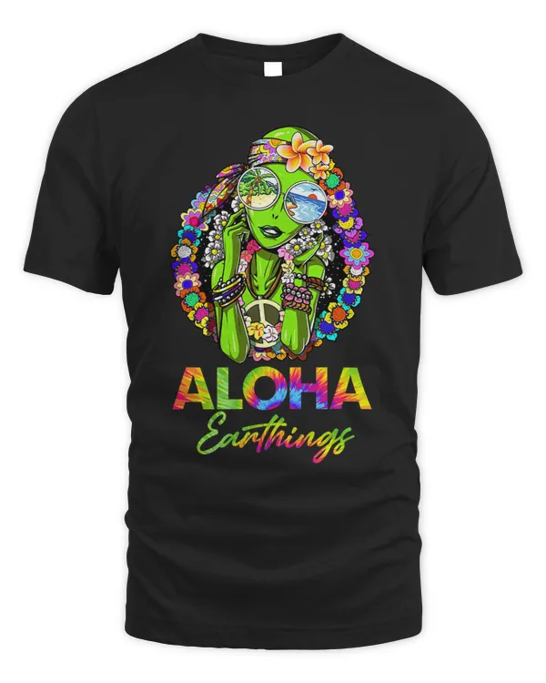 Aloha Earthlings 2Tie Dye Hippie Flowers Summer Alien