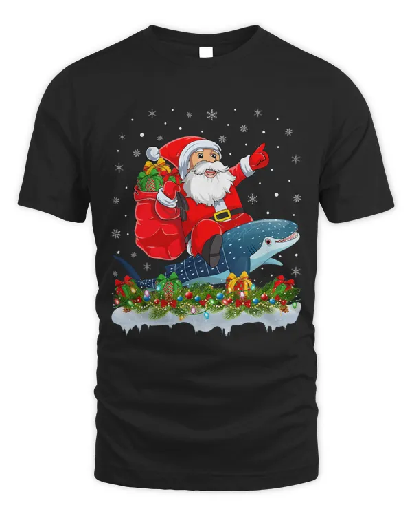 Funny Whale Shark Lover Santa Riding Whale Shark Christmas
