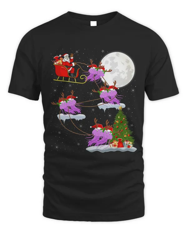 Funny Xmas Lighting Tree Santa Riding Jellyfish Christmas