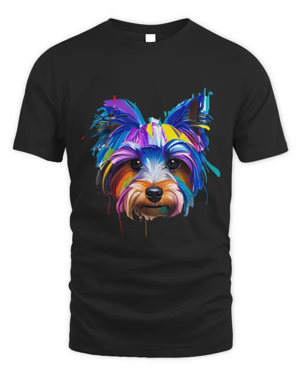 Funny Yorkshire Terrier Head Watercolor Paint Style Dog Mom
