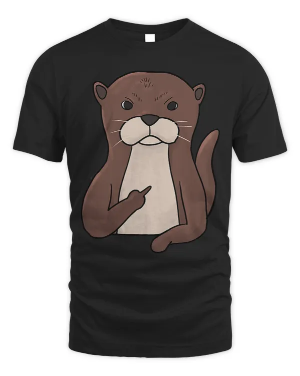 Grumpy Otter shows middle finger funny otter design