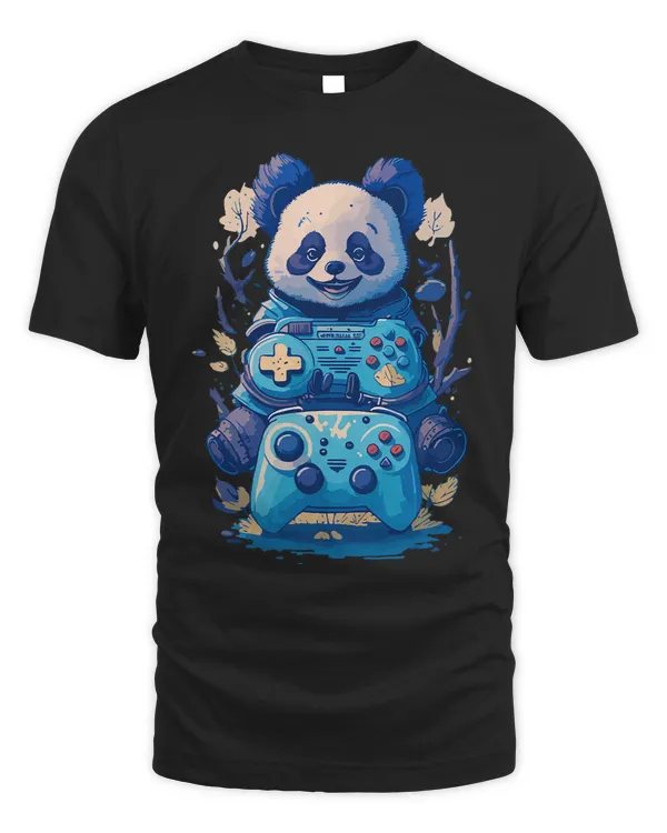 Gamer Panda With Gamepad Illustration