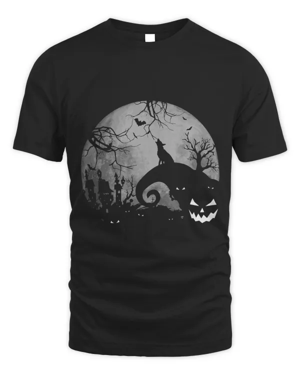 German Shepherd And Moon Halloween Tees Dog Lover Funny