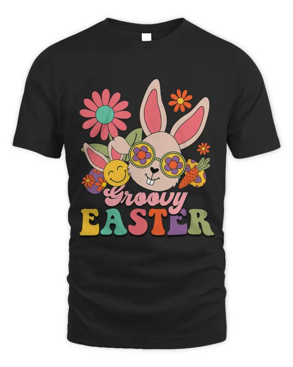 Groovy Bunny Smile Face Happy Easter Day Rabbit Hippie 2