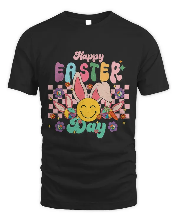 Groovy Bunny Smile Face Happy Easter Day Rabbit Hippie