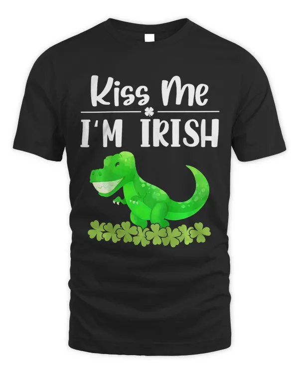 Dinosaur Dino Kids Kiss Me Im Irish St. Patricks Day Cute Dinosaur