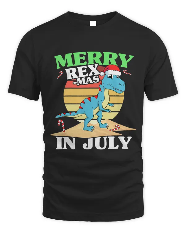 Dinosaur Dino Kids Merry Christmas In July Dinosaur Xmas Summer Toddler Boy