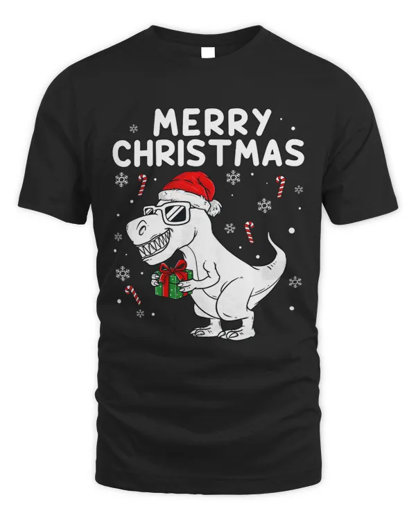 Dinosaur Dino Kids Merry Christmas T Rex Dinosaur Funny Boys Kids Family Xmas