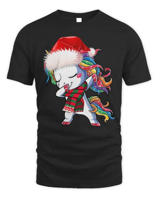 Unicorns Pony Christmas Dabbing Unicorn Rainbow Santa Hat Xmas Girls 79