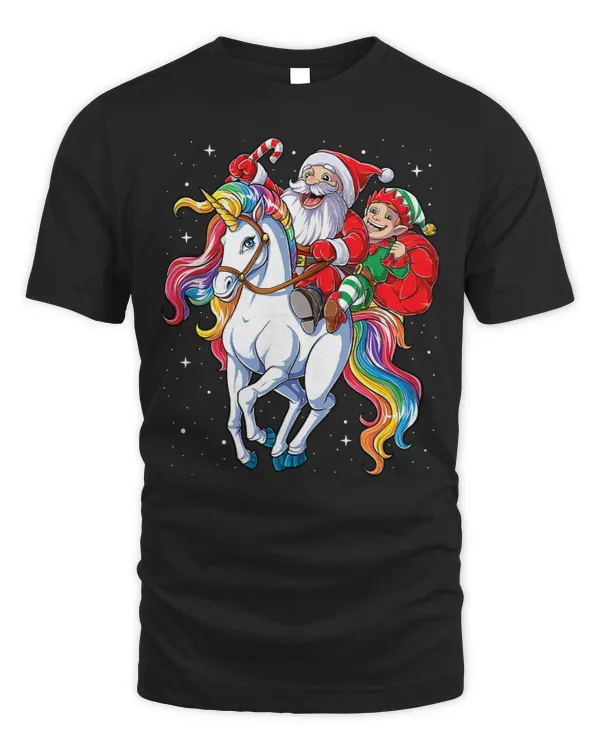 Unicorns Pony Christmas Santa Elf Riding Unicorn Xmas Girls Kids Women 55