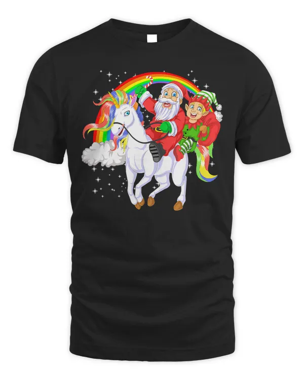 Unicorns Pony Christmas Santa Elf Riding Unicorn Xmas Girls Kids Women 95