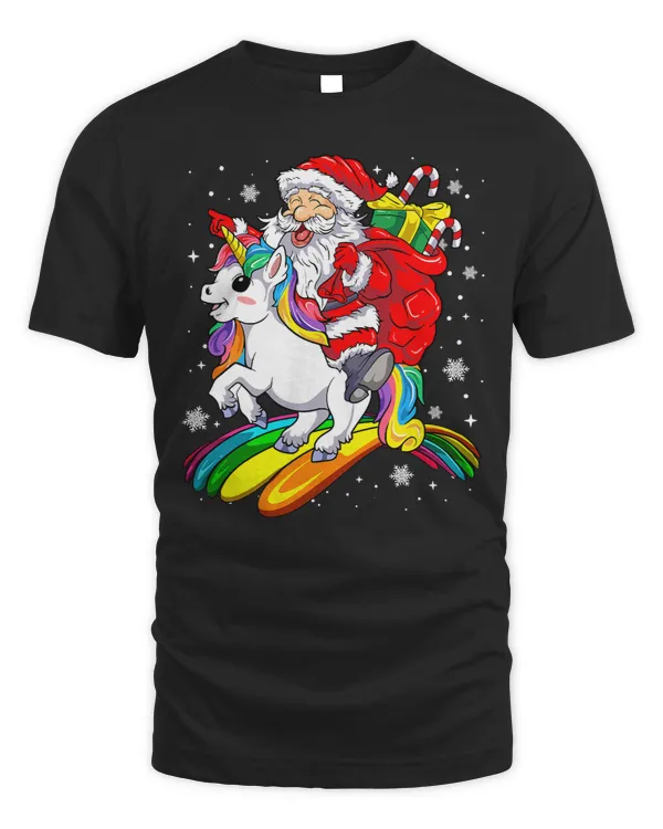 Unicorns Pony Christmas Santa Riding Unicorn Funny Unicorn Xmas Pajamas 50