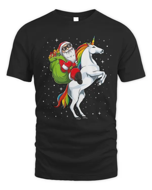 Unicorns Pony Christmas Santa Riding Unicorn horse Girls Kids Women pajama 7