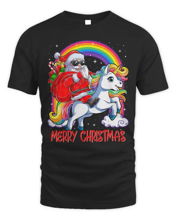 Unicorns Pony Christmas Santa Riding Unicorn Xmas Girls Kids Women 8