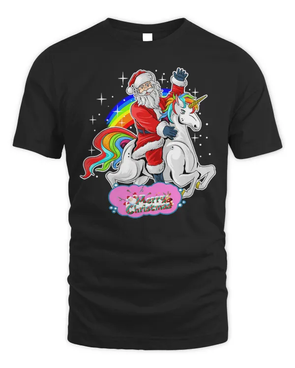 Unicorns Pony Christmas Santa Riding Unicorn Xmas Girls Kids Women 95