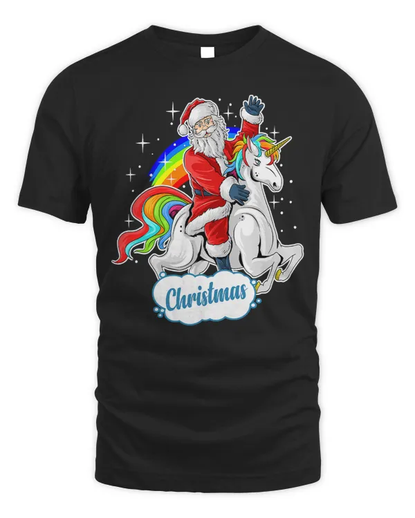 Unicorns Pony Christmas Santa Riding Unicorn Xmas Girls Kids Women