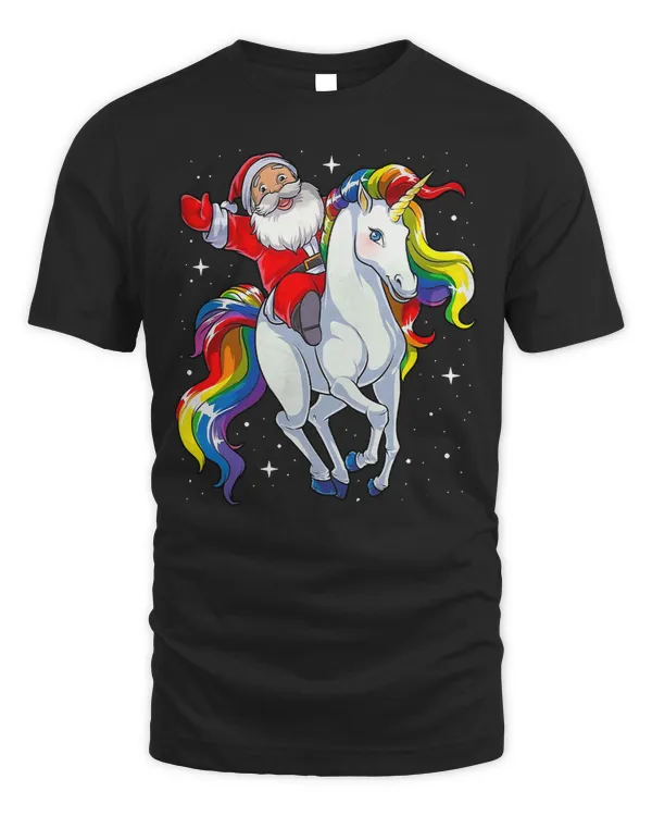 Unicorns Pony Christmas Santa Riding Unicorn Xmas Girls Woman Rainbow 0