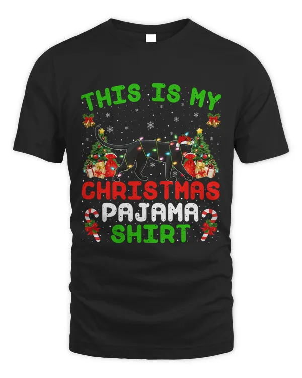 Panther Gift Funny This Is My Christmas Pajama Shirt Panther Christmas