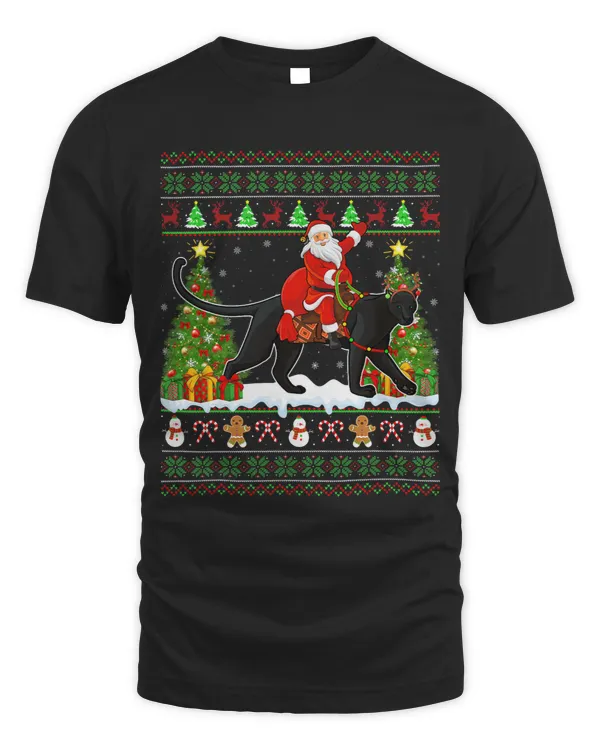 Panther Gift Funny Ugly Santa Riding Panther Christmas