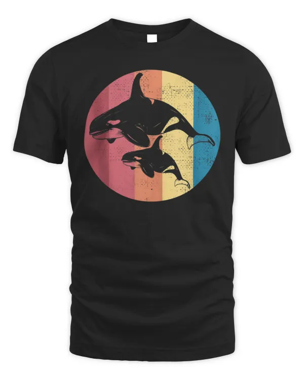 Official 60 Retro Vintage Orca Whale Endangered Specie Sunset Whale T-Shirt