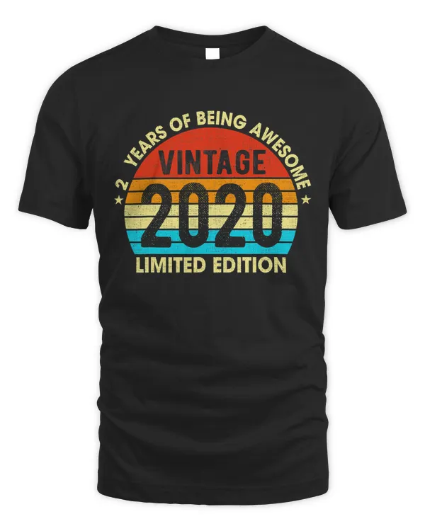 2 Years Old Vintage 2020 LimitedEdition Retro 2nd Birthday T-Shirt