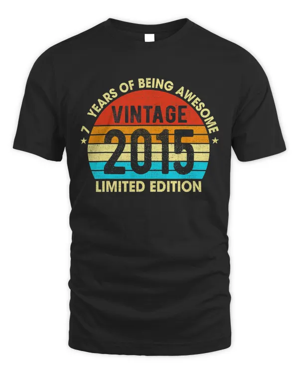 7 Years Old Vintage 2015 LimitedEdition Retro 7th Birthday T-Shirt