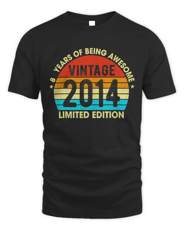 8 Years Old Vintage 2014 LimitedEdition Retro 8th Birthday T-Shirt