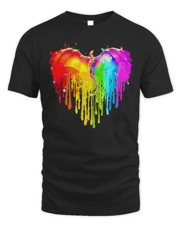 Dragon Animals LGBT Rainbow Dragon LGBT Heart Watercolor 382 Gay LGBTQ