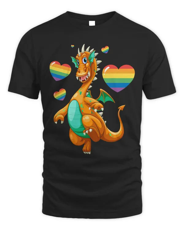 Dragon Animals LGBT Rainbow Heart LGBTQ Gay Pride Dragon