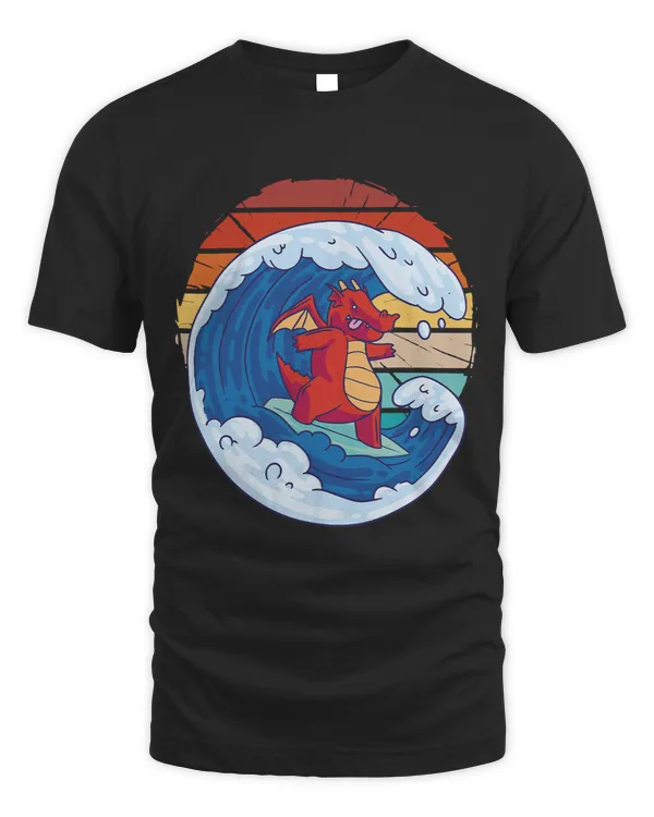 Dragon Animals Surf Life Vintage cool dragon surfing on a Japanese wave dragon surf