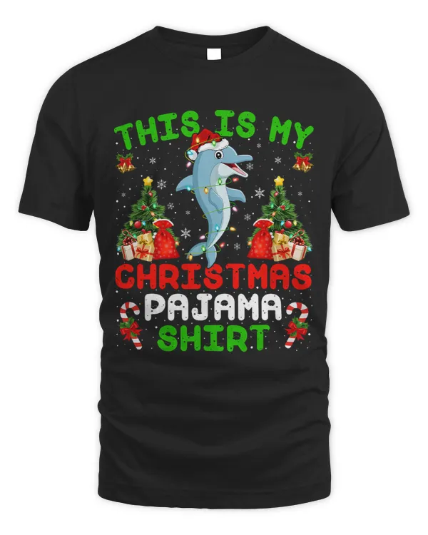 Dolphin Gift This Is My Christmas Pajama Shirt Dolphin Fish Christmas