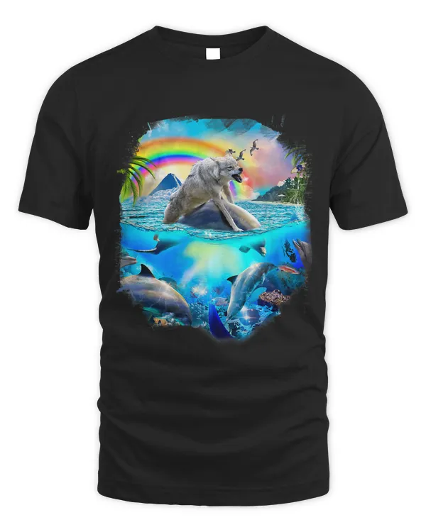 Dolphin Gift Wolf Riding Dolphin Rainbow Dolphins 1